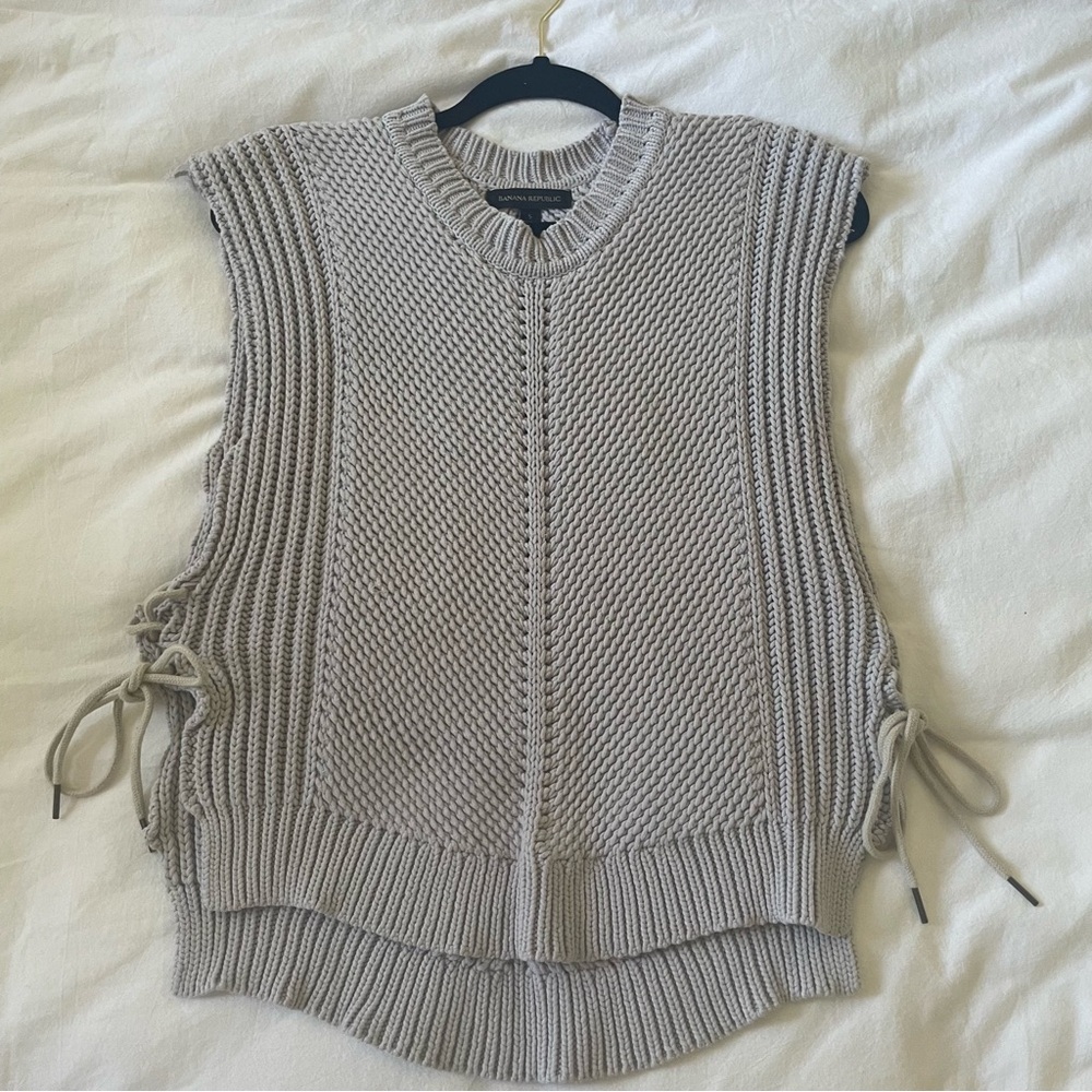 Banana Republic Grey Knit Tie Vest
